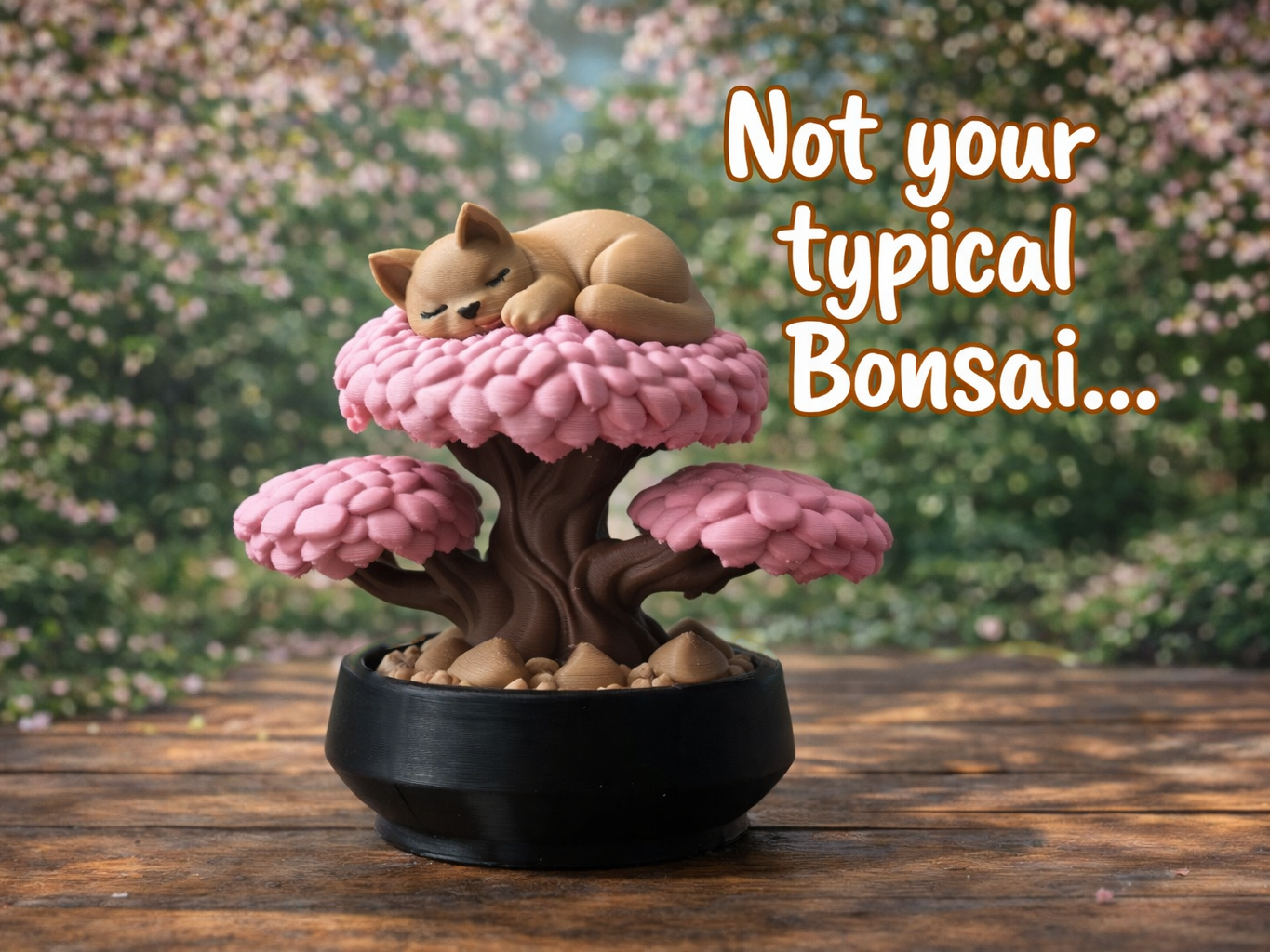 Sleeping Cat Bonsai – Cozy Decorative Mini Tree
