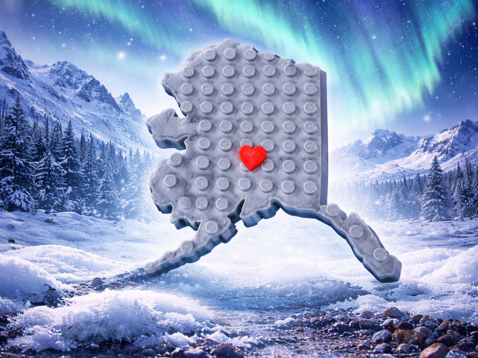 Alaska State Brick magnet with movable heart
