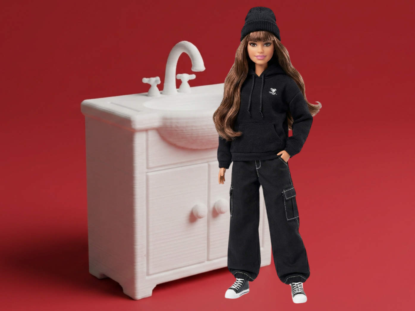 Dollhouse Bathroom Sink Cabinet – Mini Vanity Unit
