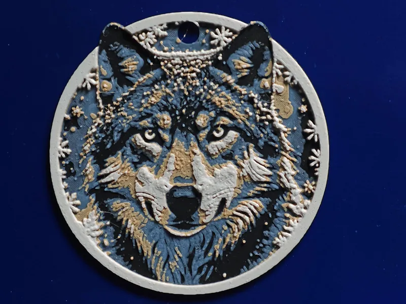 Lovley Wolf V1 Christmas Ornament in 4 colors.