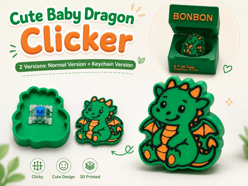 Cute Baby Dragon Clicker Toy Fidget Mini Pet Box