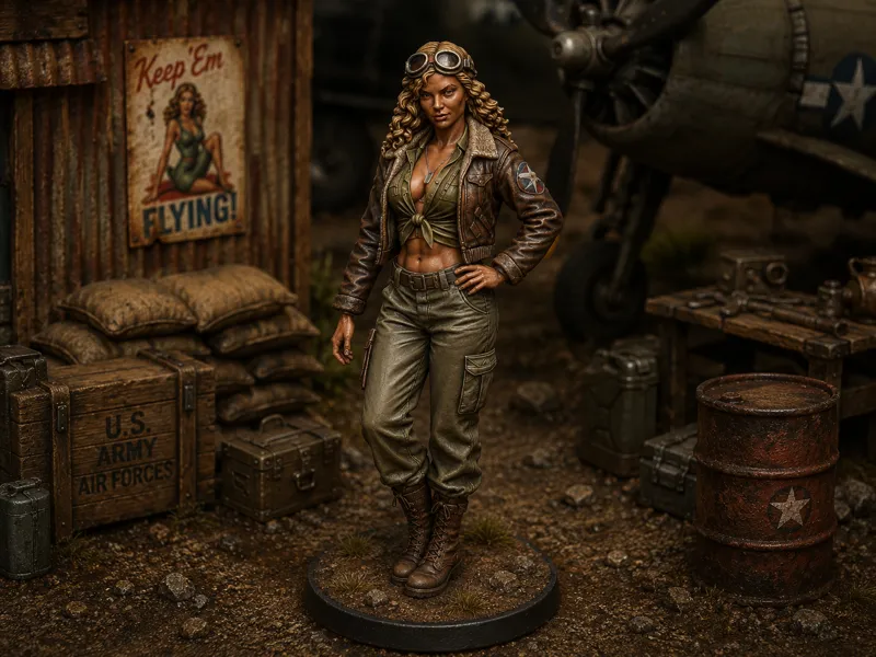 Pinup Girl WW2 Pilot 10cm