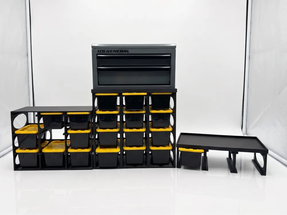 Caja o estuche: Mini Toolbox Rack —Mini Bins Under a Mini Tool Box. Referencia del modelo original.