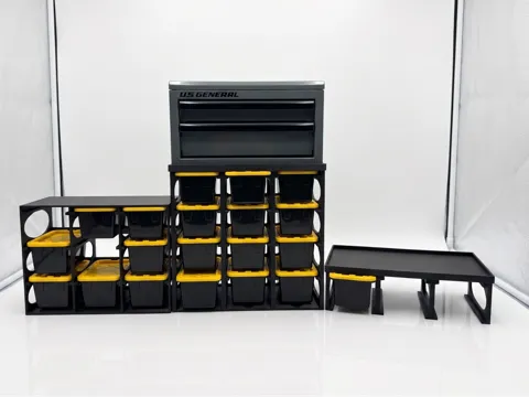 Caja o estuche: Mini Toolbox Rack —Mini Bins Under a Mini Tool Box — referencia de MakerWorld