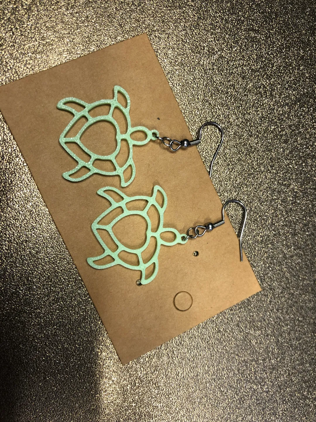 Sea turtle heart earrings, no AMS 0.4 mm nozzle view 3