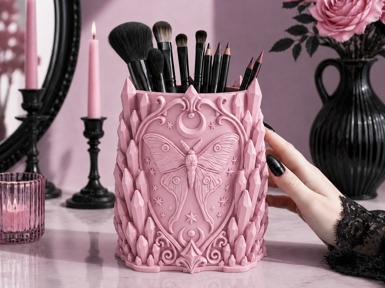 Goth Moon Moth Crystal Brush Holder gothic 3D model