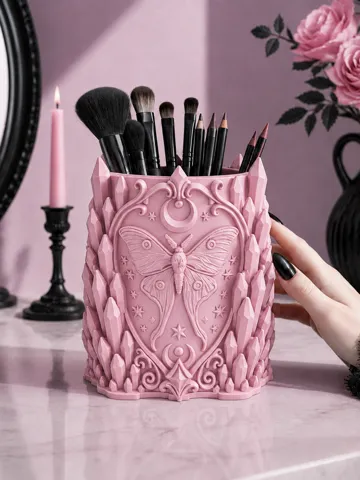 Soporte: Goth Moon Moth Crystal Brush Holder gothic — vista de referencia 2