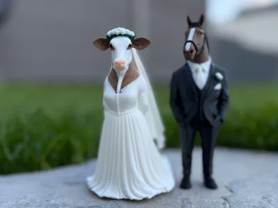 Animal Wedding Figures, Groom & Bride