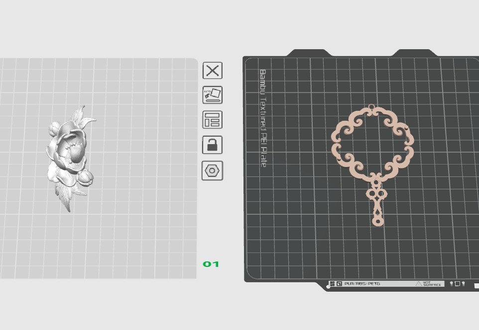 Miniatura 2 do modelo 3D 【立体牡丹】团扇挂件