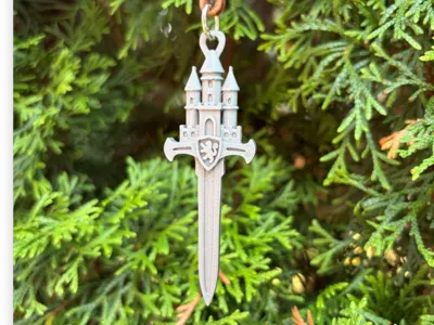 Medieval Castle Sword Pendant & Keychain