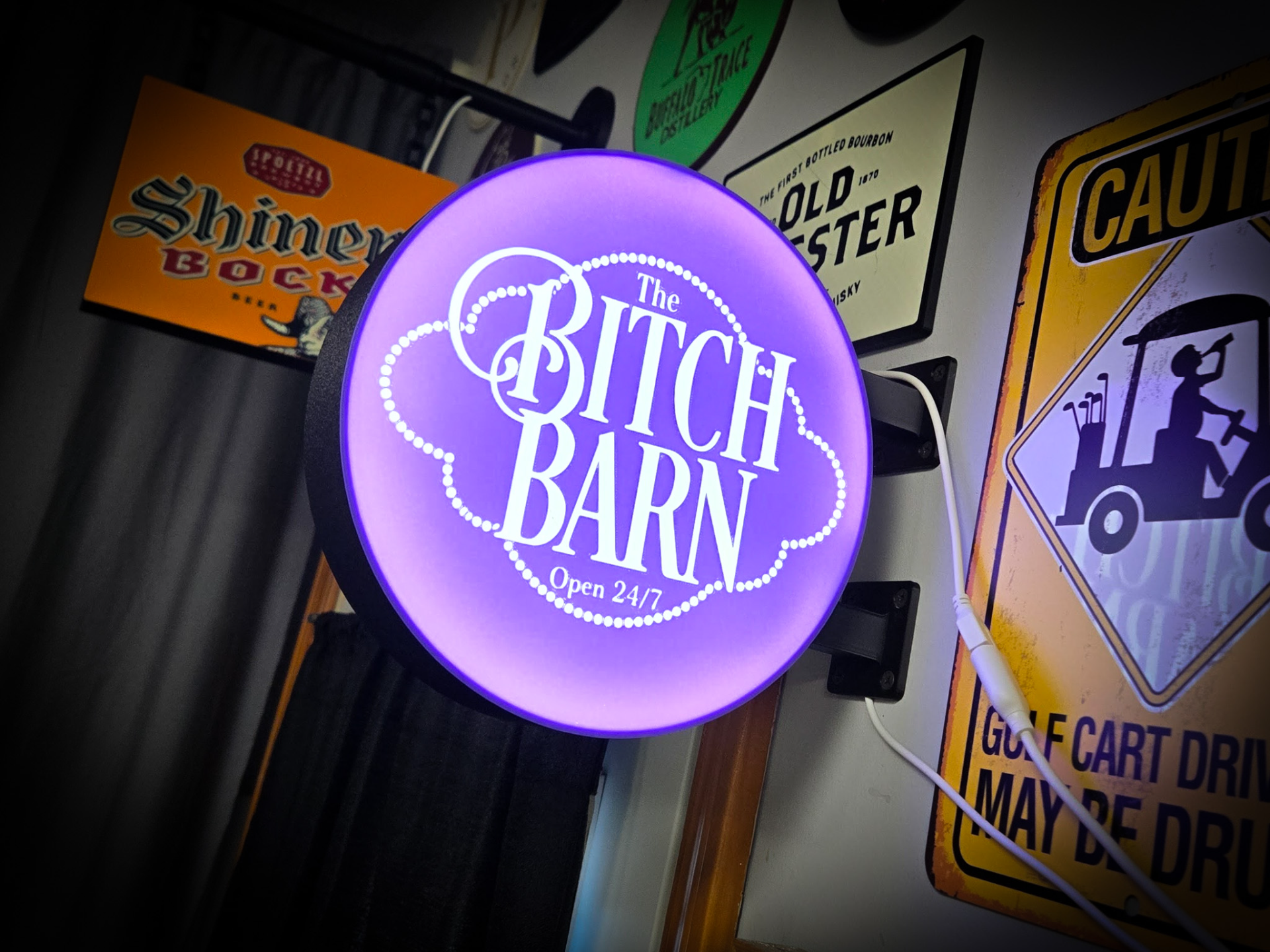 THE BITCH BARN ~ 2-Sided Round Lightbox