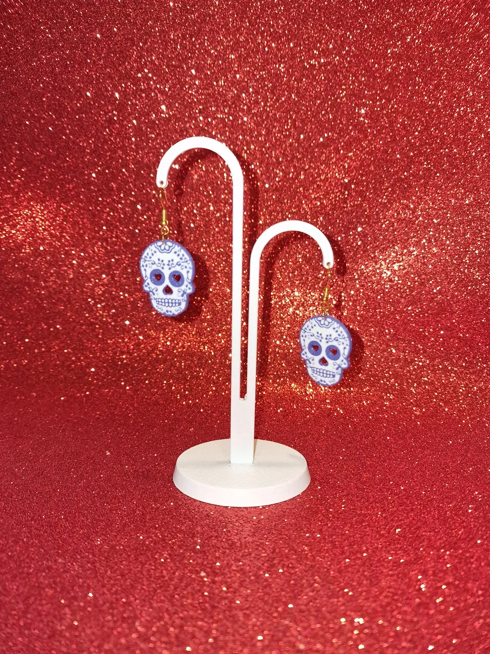 Mexican skull earrings view 3