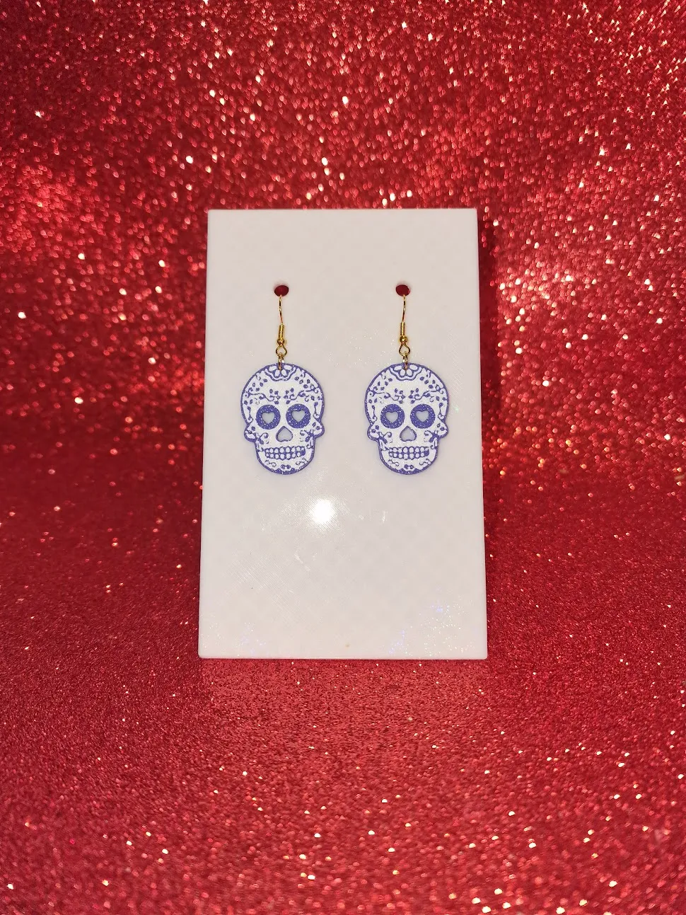 Mexican skull earrings view 2