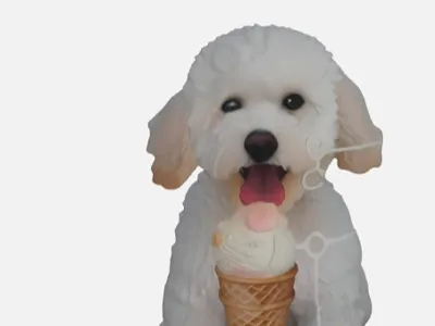 dog eating icecream