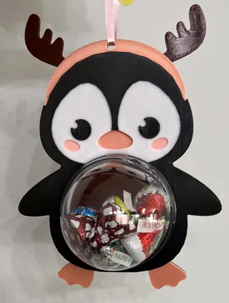 Christmas Ornaments Candy Holder - Penguin Wearing Deer Hat