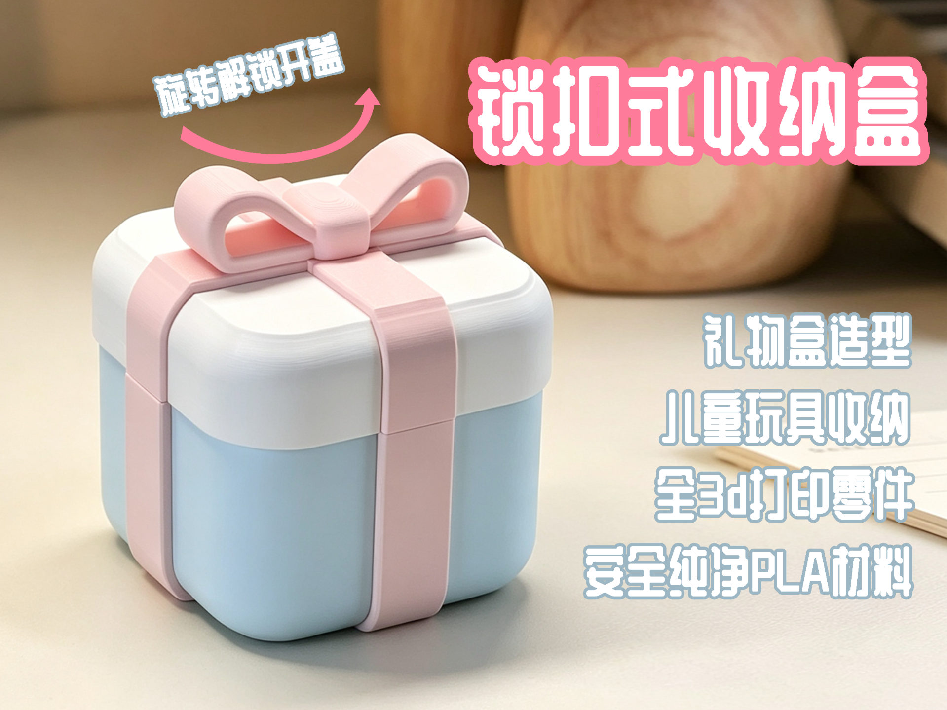 礼物盒造型锁扣收纳盒