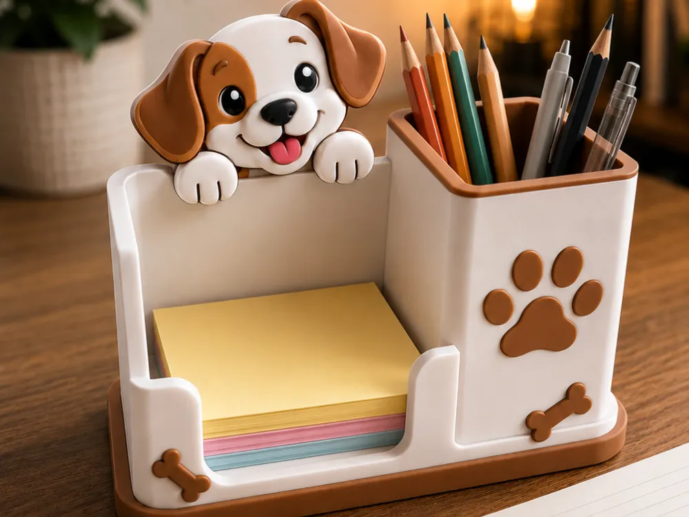 Organizador: Happy Puppy Desk Organizer – Cute Dog Design. Referencia del modelo original.