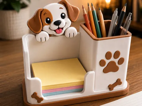 Organizador: Happy Puppy Desk Organizer – Cute Dog Design — referencia de MakerWorld