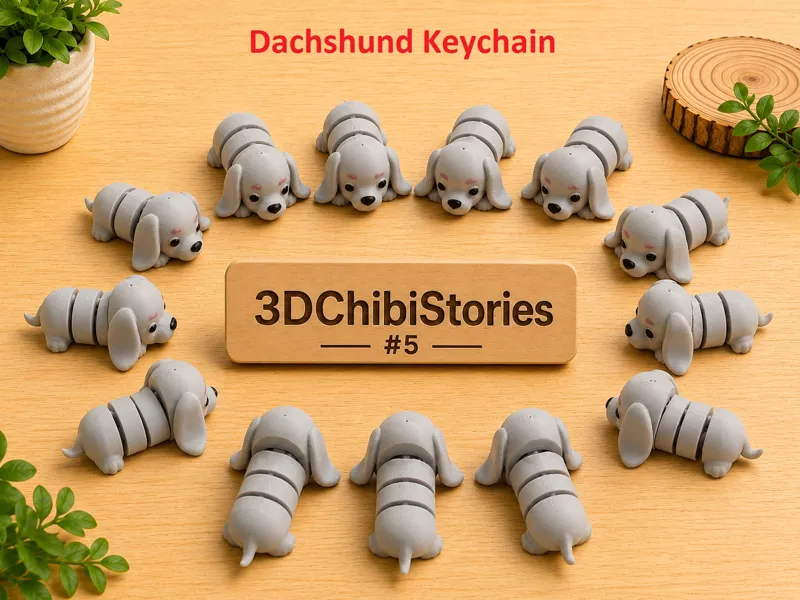 Cute Flexi Dachshund Keychain | Single Color Paint