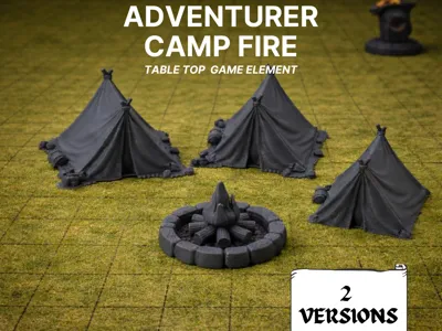 Adventurer Camp with Fire - Tabletop Wargames