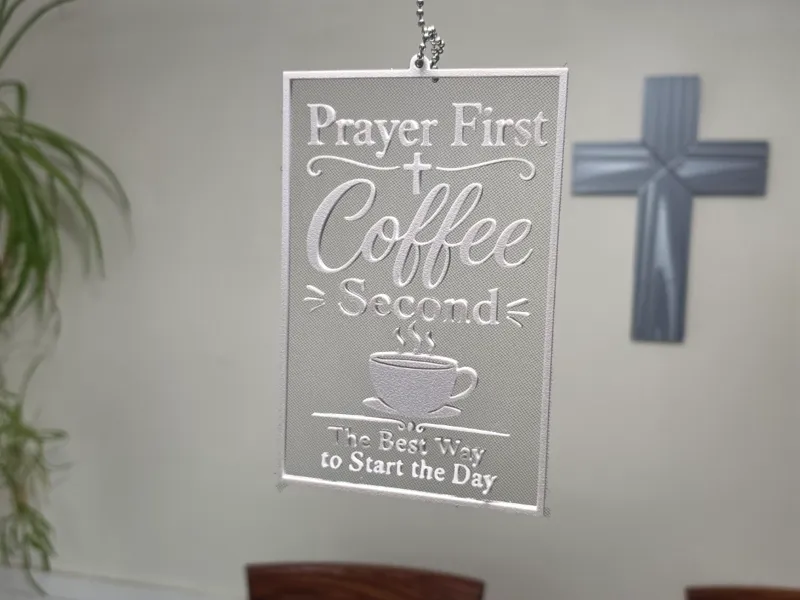 Prayer and Coffee Floating Organza Wall Sign