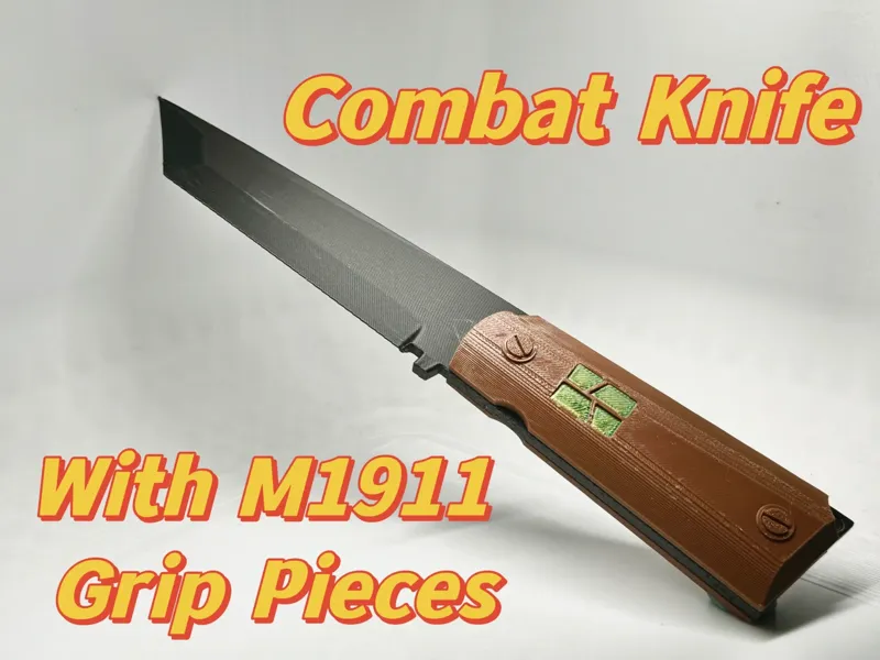 M1911握把片战斗小刀Combat knife with M1911 grip pieces