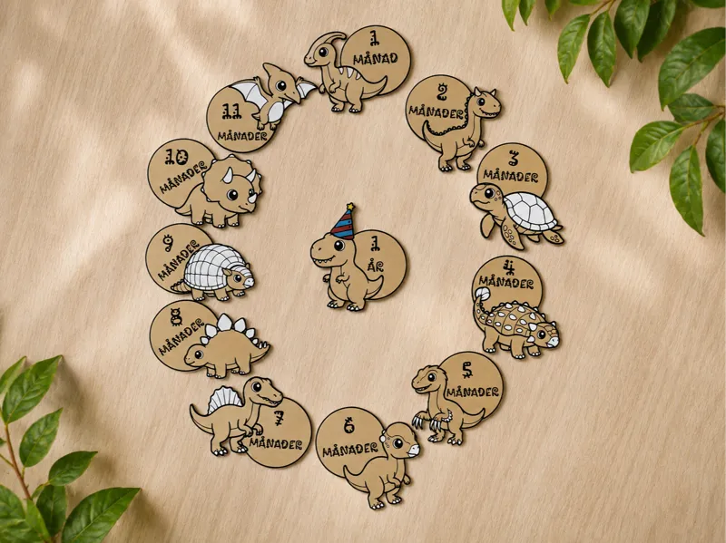 Baby Milestone Cards | 12 Dinosaurs | 1-12 Months