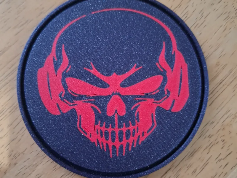 Skull with headphones coaster