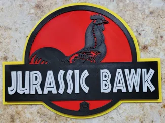 Jurassic Bawk Skeleton Chicken Sign