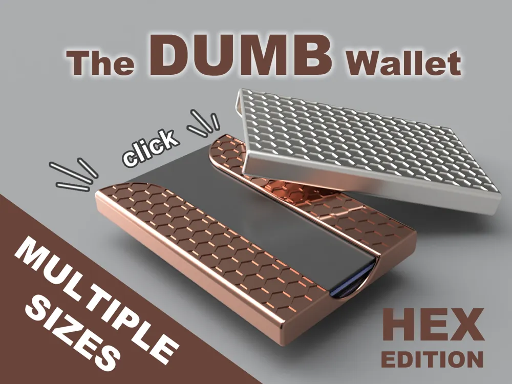 Card Wallet - Hex Texture (DUMB Wallet) - Free 3D Print Model - MakerWorld