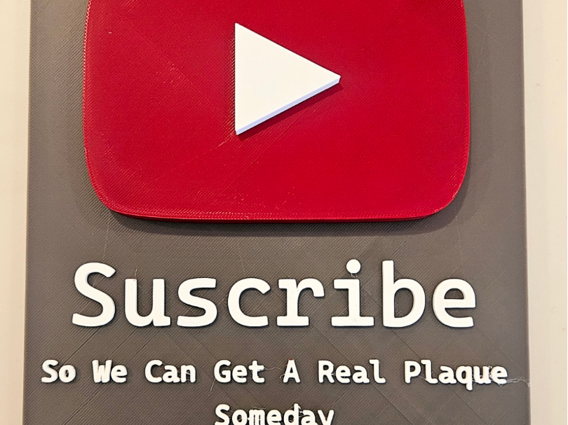 YouTube Play Button Plaque (customizable) 100,000