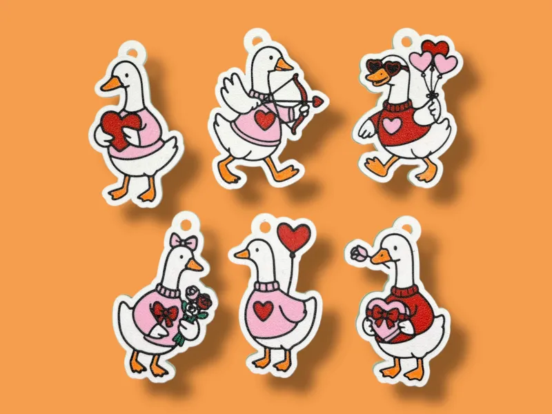 Love You Goose Much – Valentine Goose Keychain Set