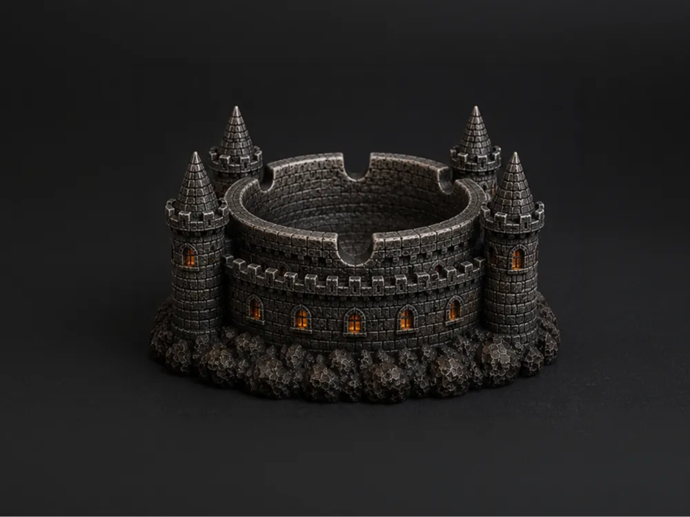 Letrero o emblema decorativo: Castle Ashtray – Medieval Fortress. Referencia del modelo original.