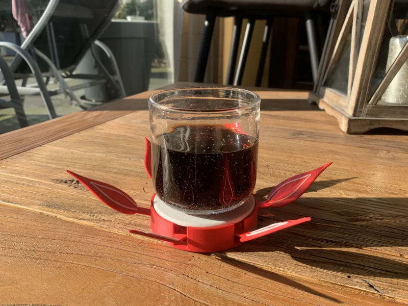 Valentine flower coaster with mechanism
