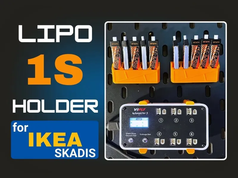 LiPo 1S Batteries Holder for IKEA SKADIS System