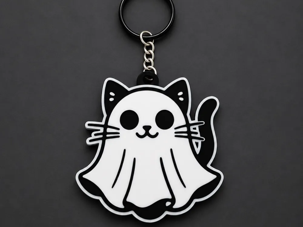 Llavero: Ghost Cat Keychain. Referencia del modelo original.