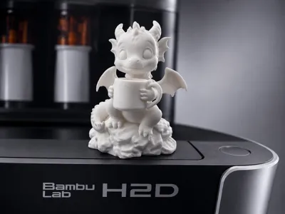 Tiny Dragon Holding Huge Coffee Mug