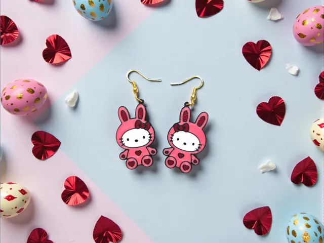 Easter Hello Kitty love earrings
