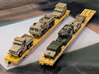 HO scale Thrall 89' DODX flatcar kitbash aids