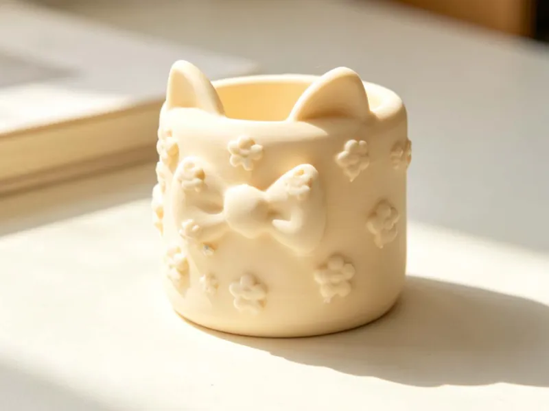 小猫花朵笔筒收纳