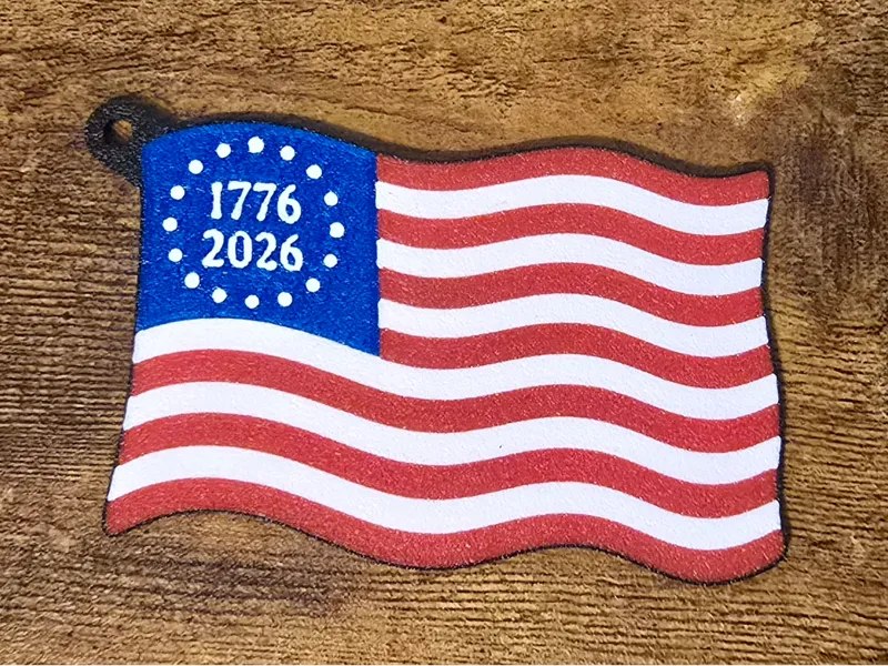 USA 250 Birthday 1776 2026 American Flag Keychain