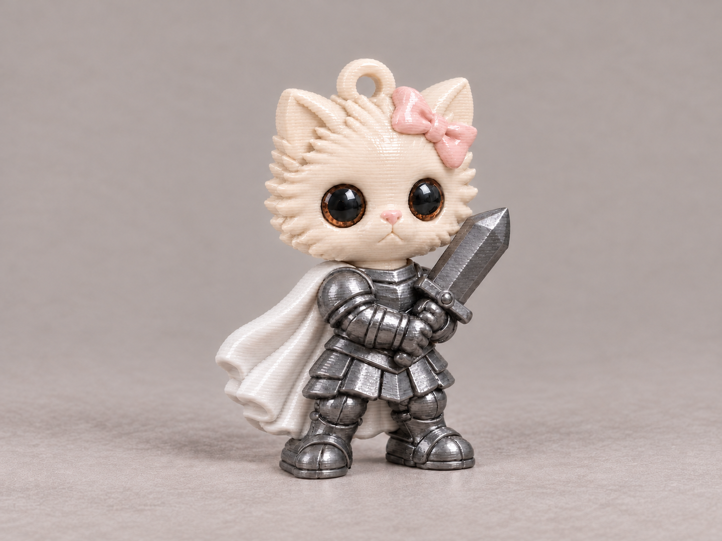 Kitten knight with sword keychain - 1