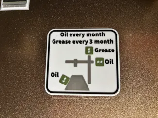 3D Printer Oil and Grease Sign