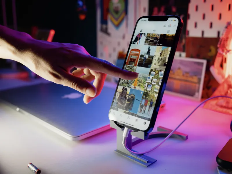 Phone stand with cable access