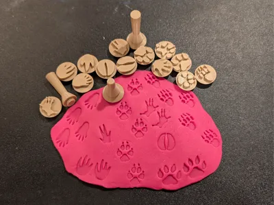 Animal footprint stamps for Play-doh or clay 