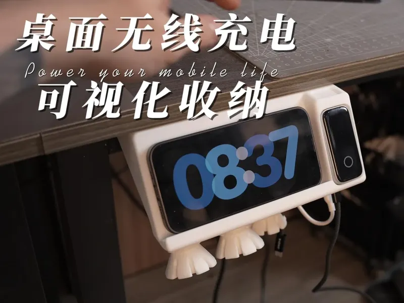 桌面台下无线充电可视化充电底座，适配Anker 140W可视化充电头
