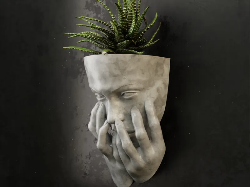 Cry woman flower pot