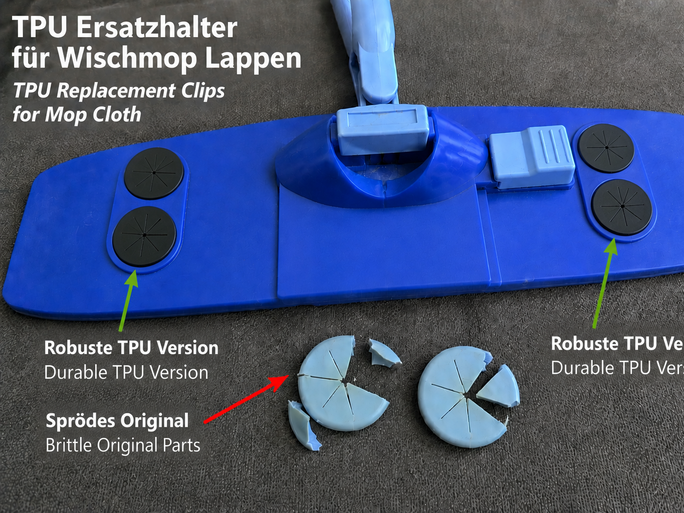 TPU Ersatzhalter für Wischmop Lappen 