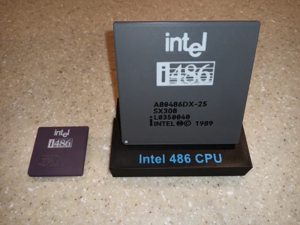 Intel 486 Processor Computer Modelo de CPU Intel 486 con zócalo de exhibición - Modelo de impresión ...
