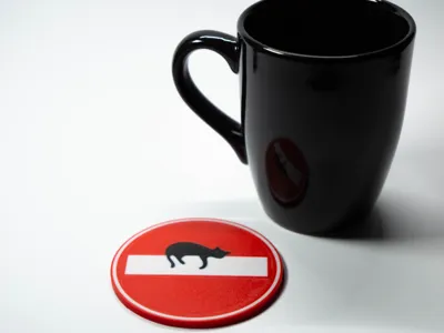 Street Art No Entry Cat|Traffic Sign Drink Coaster